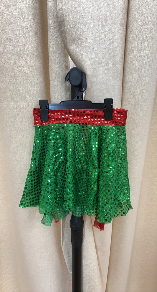 Green and Red Sequins Skirt