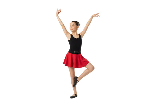 Red Skirt with Black Waistband and silver sparkle buckle