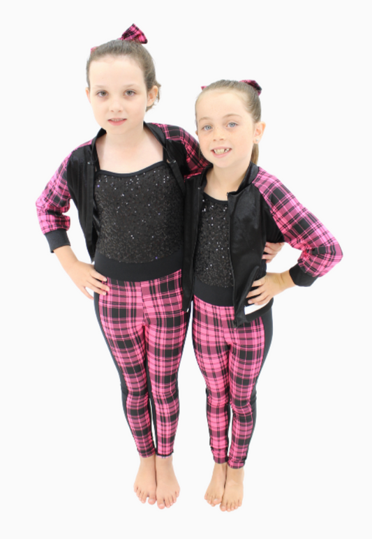 Pink & Black Tartan Two-Pieces